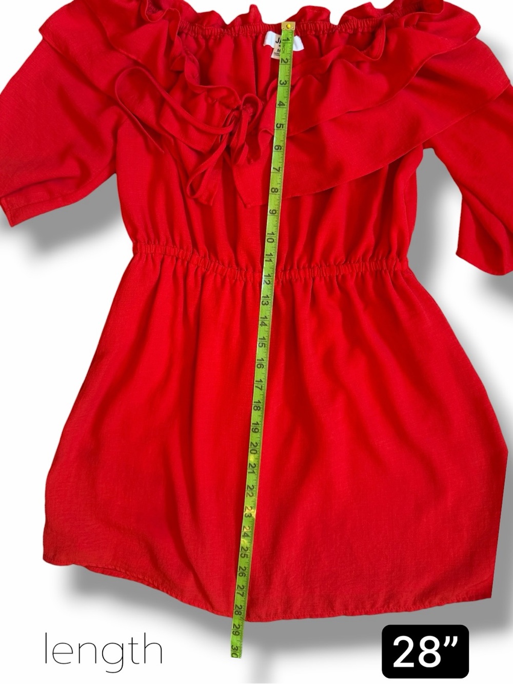 JACK by BB Dakota Off-Shoulder Bright Red Ruffles at Shoulders Mini Dress 💃 - Picture 6 of 9